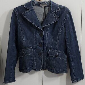 Ann Taylor Denim Jacket Womens Size 8 Blue Front Buttons & Pockets